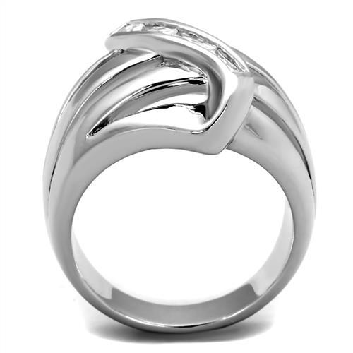 3W1077 - Rhodium Brass Ring with AAA Grade CZ in Clear