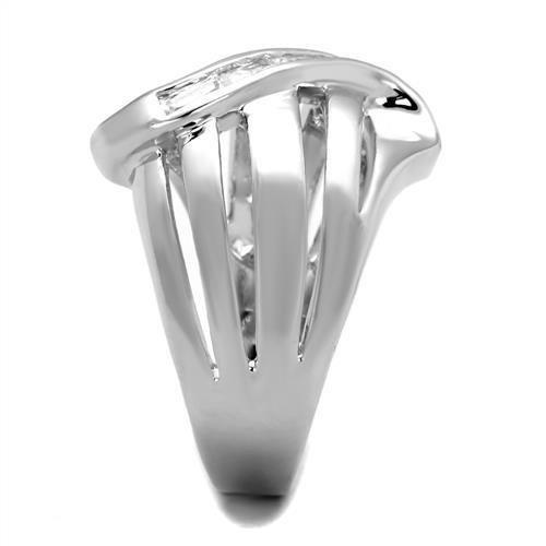 3W1077 - Rhodium Brass Ring with AAA Grade CZ in Clear