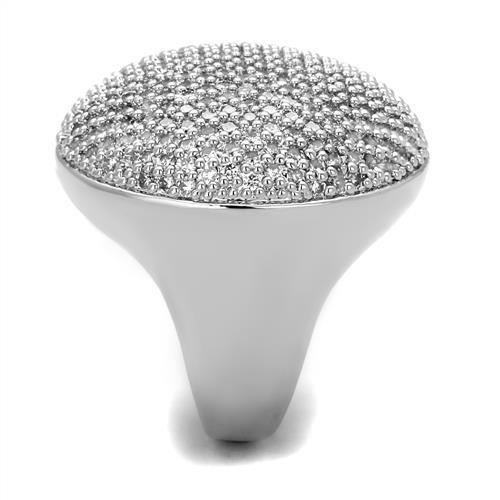 3W1079 - Rhodium Brass Ring with AAA Grade CZ in Clear