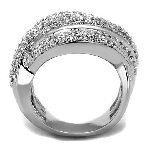 3W1081 - Rhodium Brass Ring with AAA Grade CZ in Clear