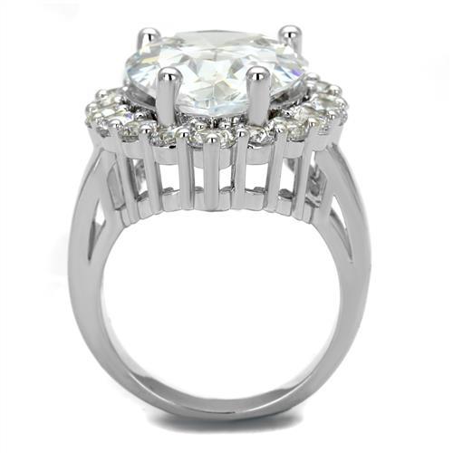 3W1084 - Rhodium Brass Ring with AAA Grade CZ in Clear