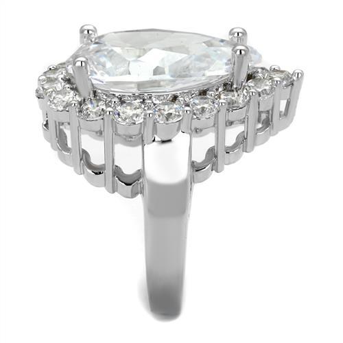 3W1084 - Rhodium Brass Ring with AAA Grade CZ in Clear