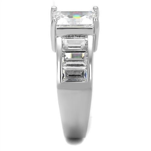 3W1086 - Rhodium Brass Ring with AAA Grade CZ in Clear