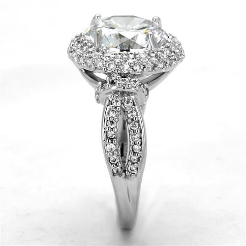 3W1087 - Rhodium Brass Ring with AAA Grade CZ in Clear