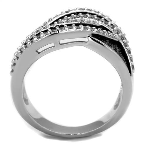 3W1090 - Rhodium + Ruthenium Brass Ring with AAA Grade CZ in Black Diamond