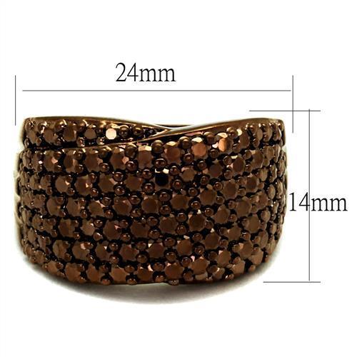 3W1097 - IP Coffee light Brass Ring with AAA Grade CZ in Light Coffee