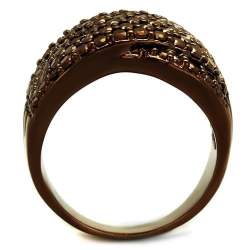 3W1097 - IP Coffee light Brass Ring with AAA Grade CZ in Light Coffee