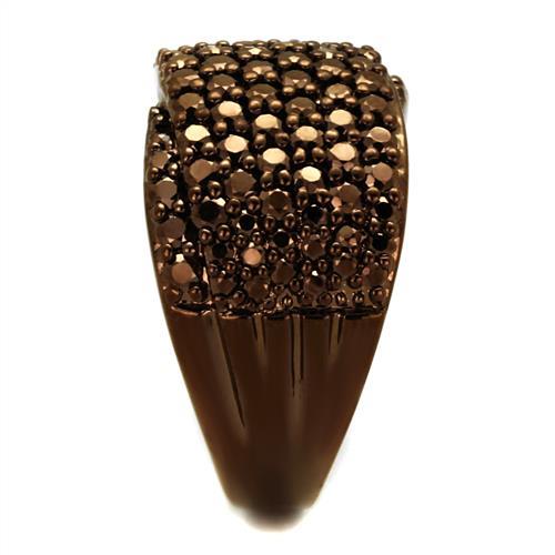 3W1097 - IP Coffee light Brass Ring with AAA Grade CZ in Light Coffee