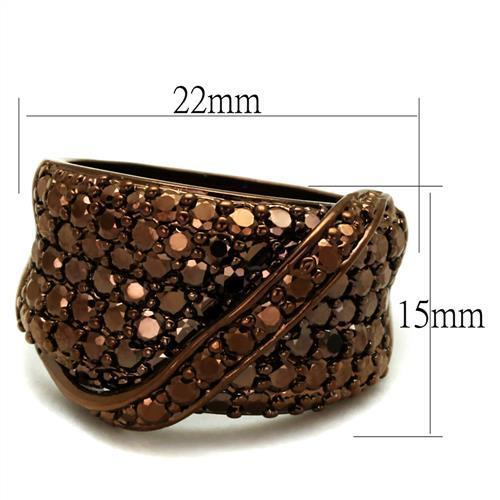3W1098 - IP Coffee light Brass Ring with AAA Grade CZ in Light Coffee