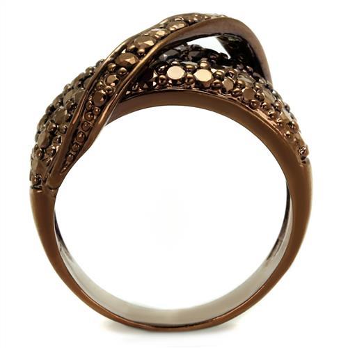 3W1098 - IP Coffee light Brass Ring with AAA Grade CZ in Light Coffee