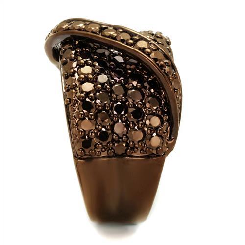 3W1098 - IP Coffee light Brass Ring with AAA Grade CZ in Light Coffee