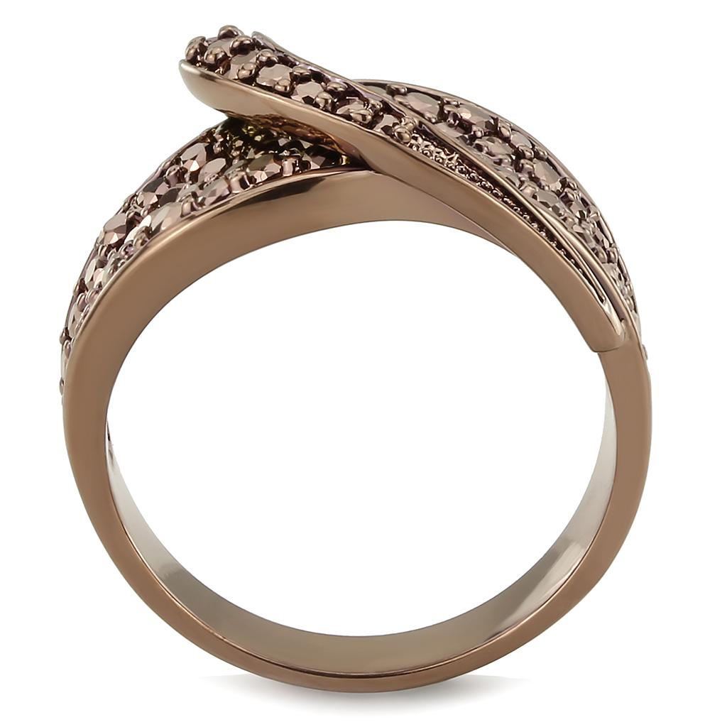 3W1099 - IP Coffee light Brass Ring with AAA Grade CZ in Light Coffee