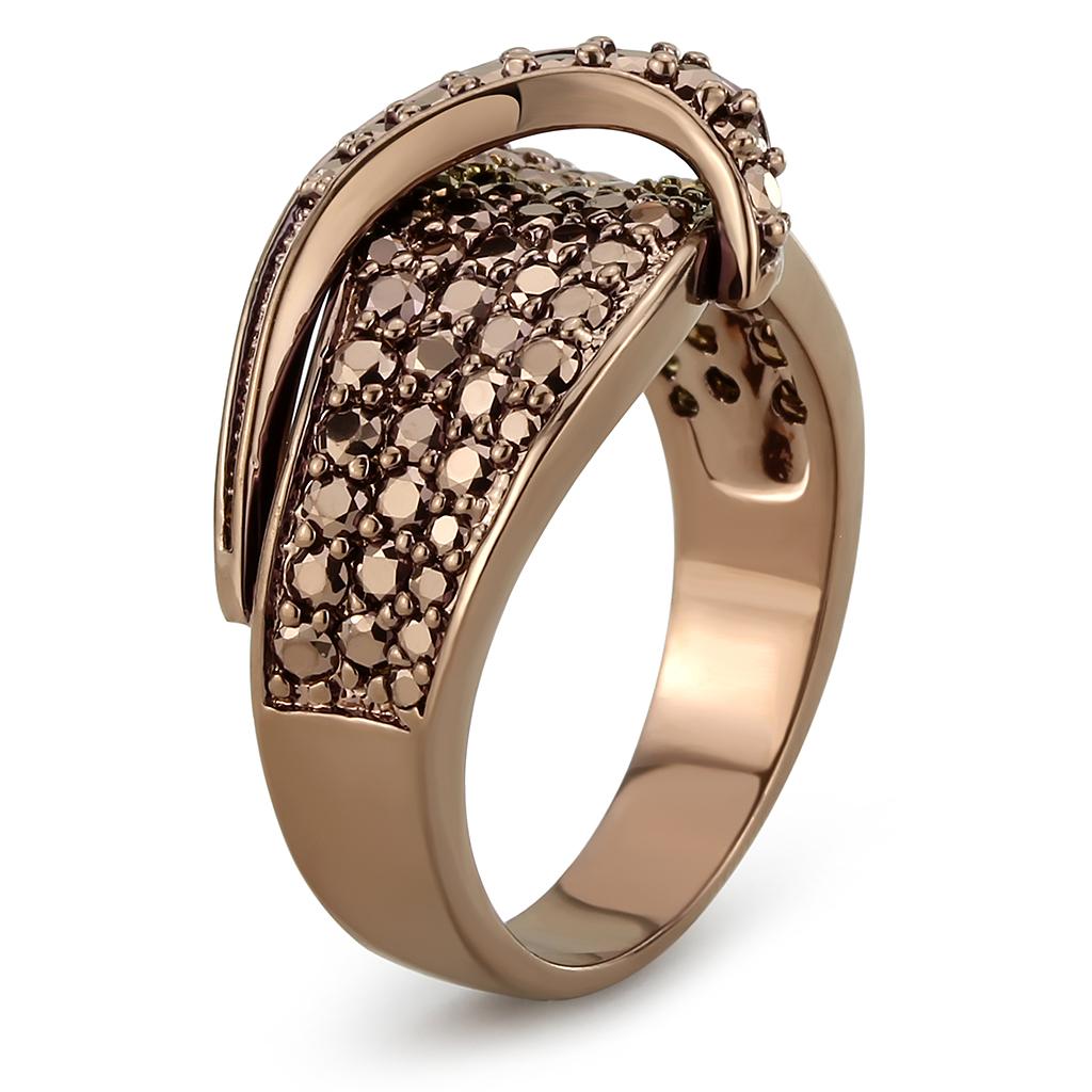 3W1099 - IP Coffee light Brass Ring with AAA Grade CZ in Light Coffee