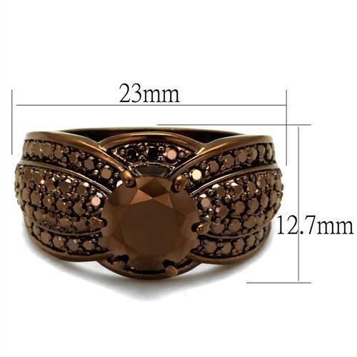 3W1100 - IP Coffee light Brass Ring with AAA Grade CZ in Light Coffee