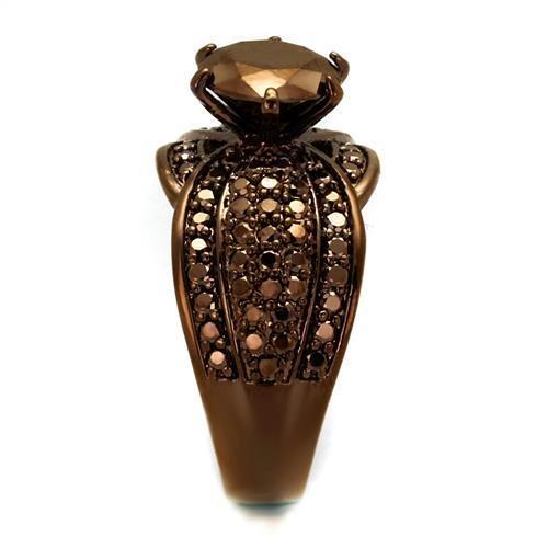 3W1100 - IP Coffee light Brass Ring with AAA Grade CZ in Light Coffee
