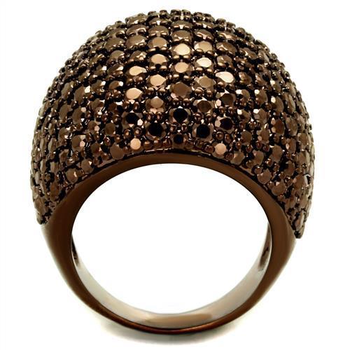 3W1101 - IP Coffee light Brass Ring with AAA Grade CZ in Light Coffee