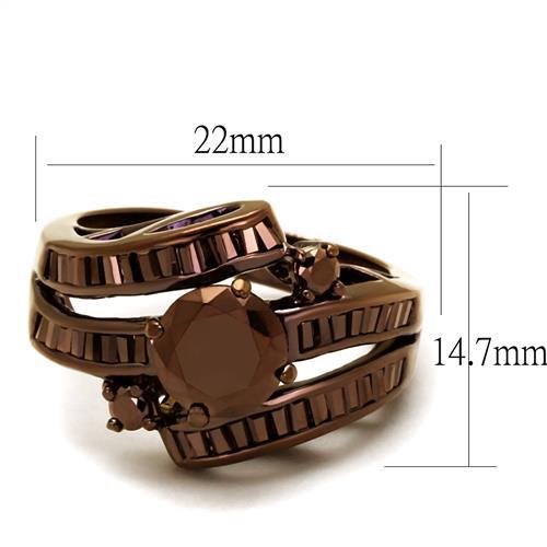 3W1106 - IP Coffee light Brass Ring with AAA Grade CZ in Light Coffee