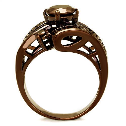 3W1106 - IP Coffee light Brass Ring with AAA Grade CZ in Light Coffee