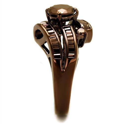 3W1106 - IP Coffee light Brass Ring with AAA Grade CZ in Light Coffee