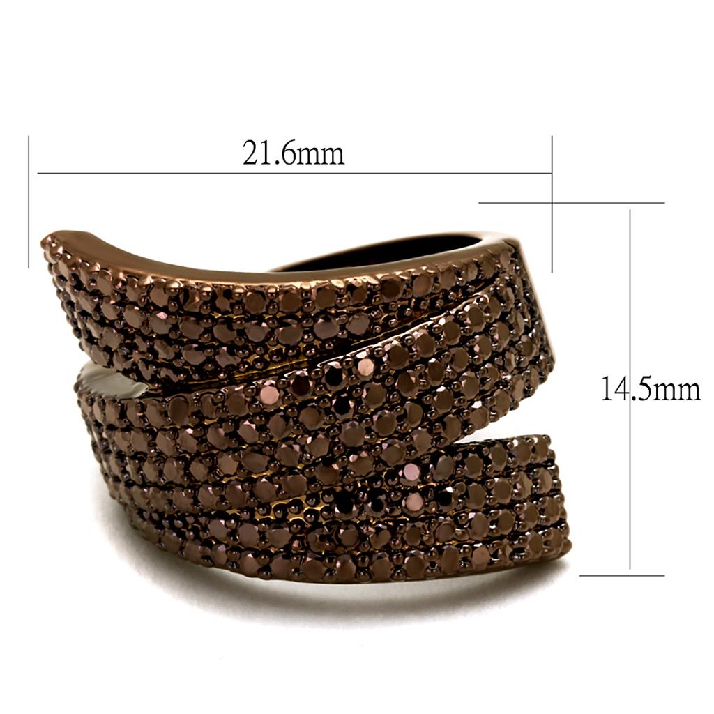 3W1125 - IP Coffee light Brass Ring with AAA Grade CZ in Light Coffee