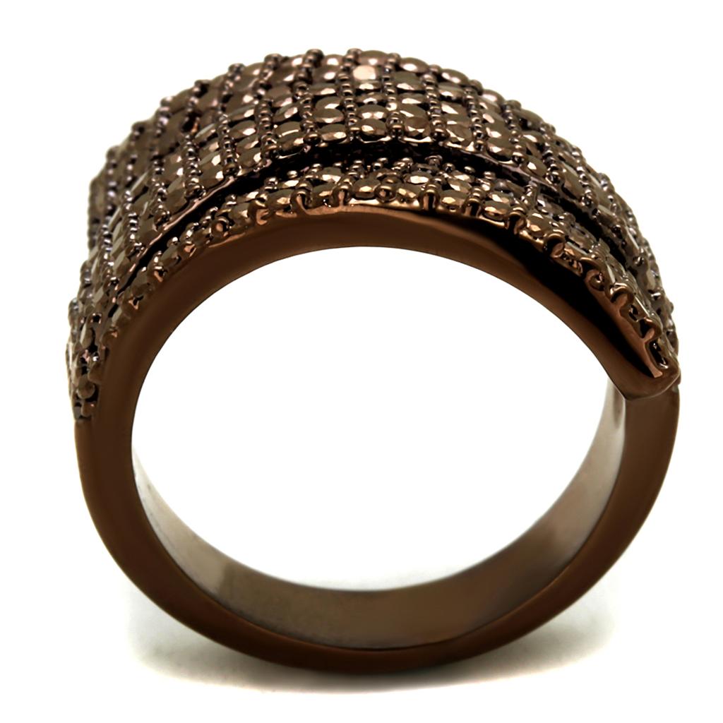 3W1125 - IP Coffee light Brass Ring with AAA Grade CZ in Light Coffee