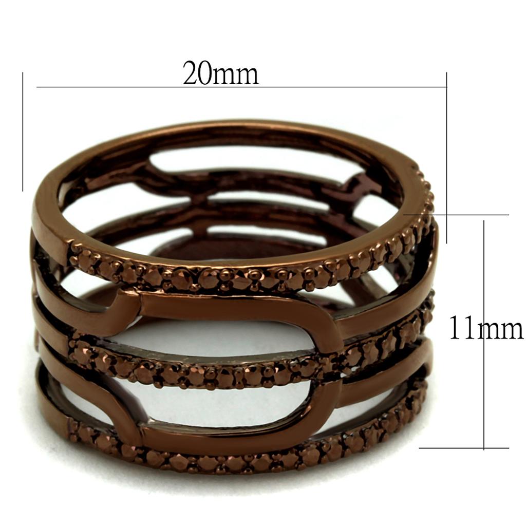 3W1126 - IP Coffee light Brass Ring with AAA Grade CZ in Light Coffee