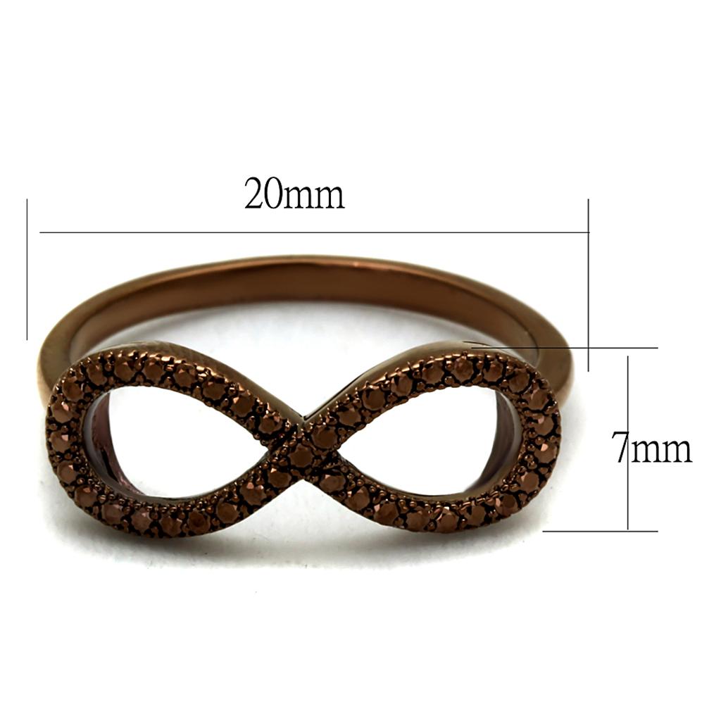 3W1129 - IP Coffee light Brass Ring with AAA Grade CZ in Light Coffee