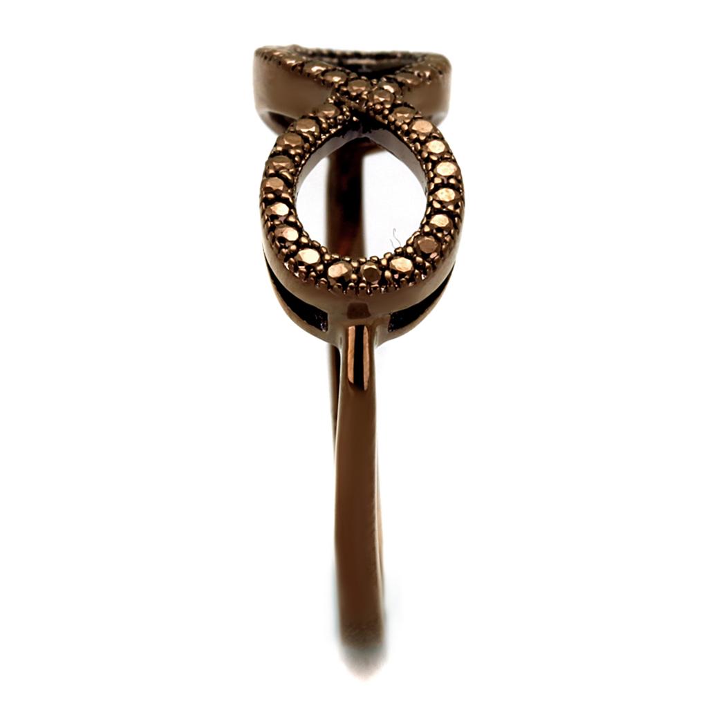 3W1129 - IP Coffee light Brass Ring with AAA Grade CZ in Light Coffee