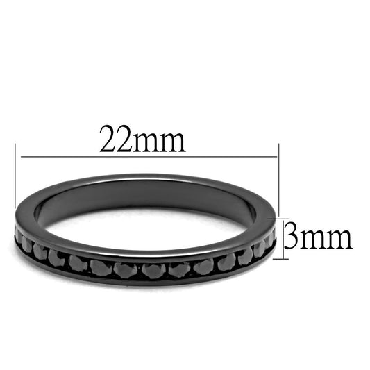 3W1138 - IP Light Black  (IP Gun) Brass Ring with AAA Grade CZ  in Light Gray