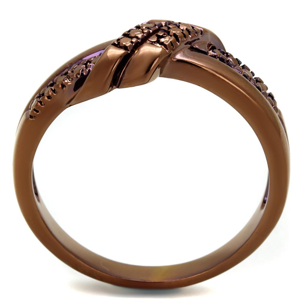 3W1146 - IP Coffee light Brass Ring with AAA Grade CZ in Light Coffee