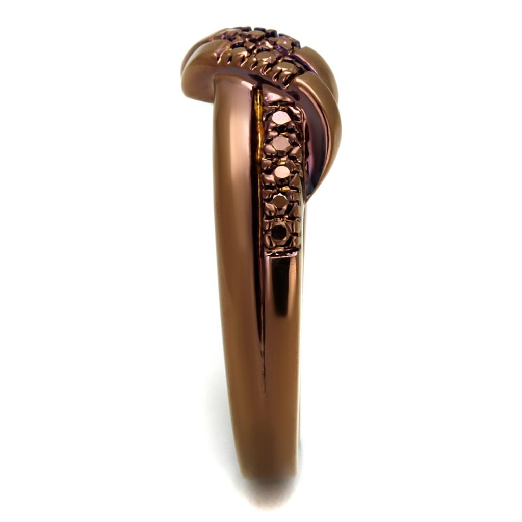 3W1146 - IP Coffee light Brass Ring with AAA Grade CZ in Light Coffee