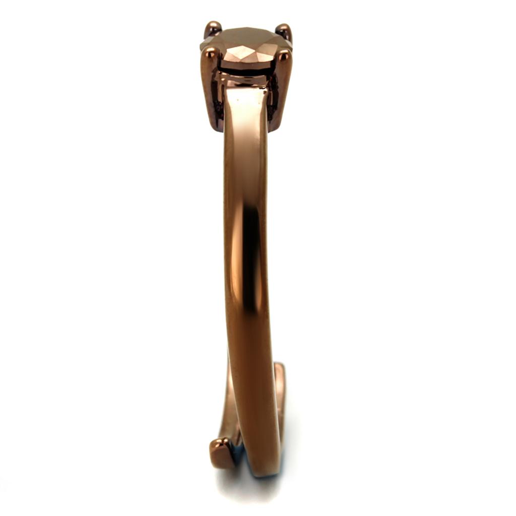 3W1147 - IP Coffee light Brass Ring with AAA Grade CZ in Light Coffee