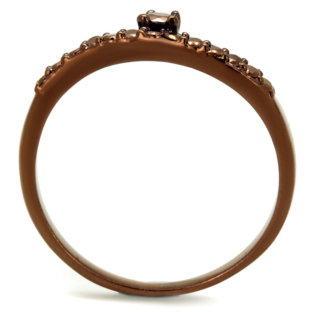 3W1148 - IP Coffee light Brass Ring with AAA Grade CZ in Light Coffee