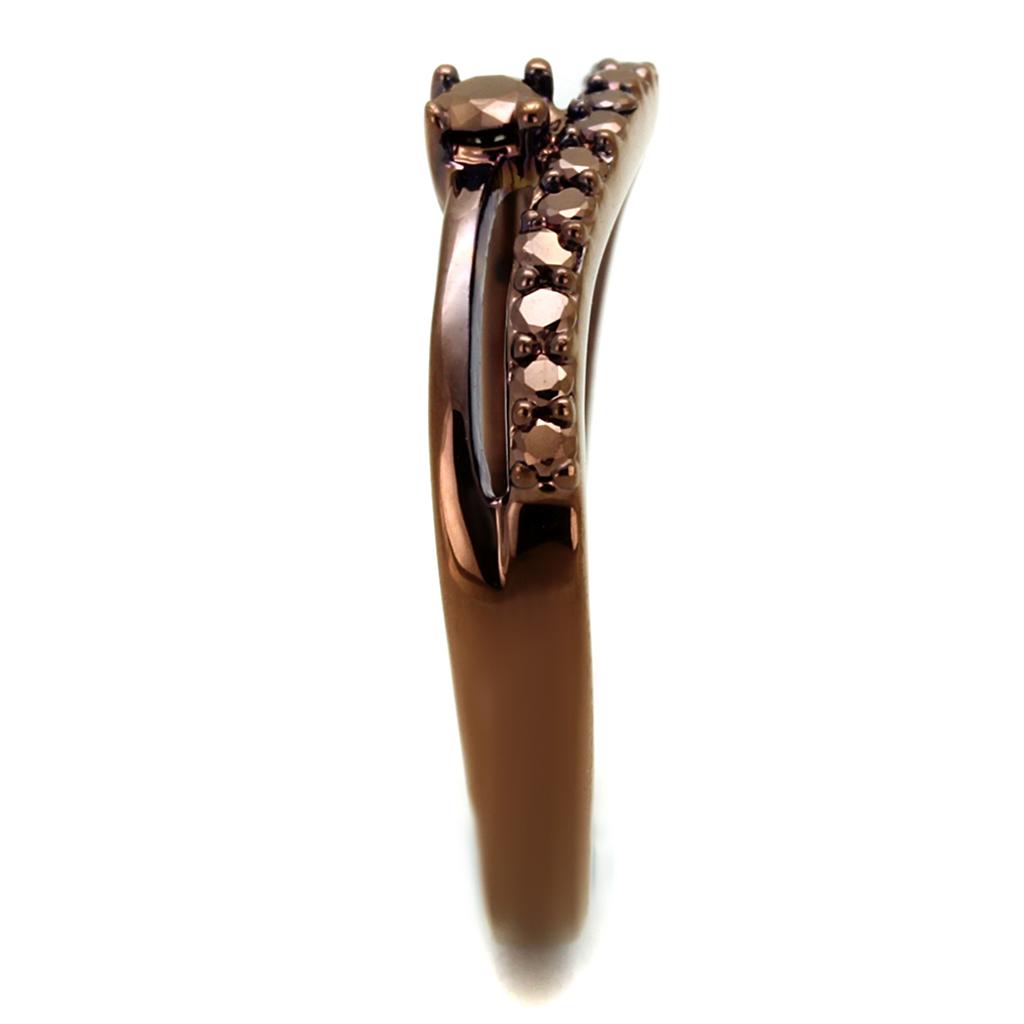 3W1148 - IP Coffee light Brass Ring with AAA Grade CZ in Light Coffee