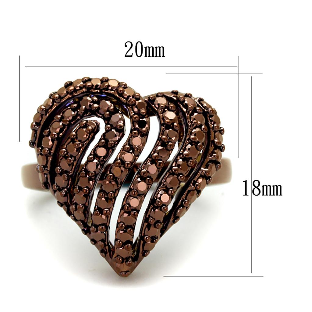 3W1149 - IP Coffee light Brass Ring with AAA Grade CZ in Light Coffee