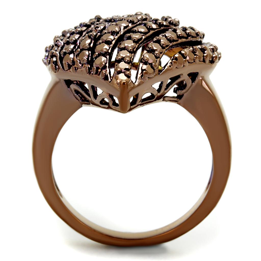 3W1149 - IP Coffee light Brass Ring with AAA Grade CZ in Light Coffee