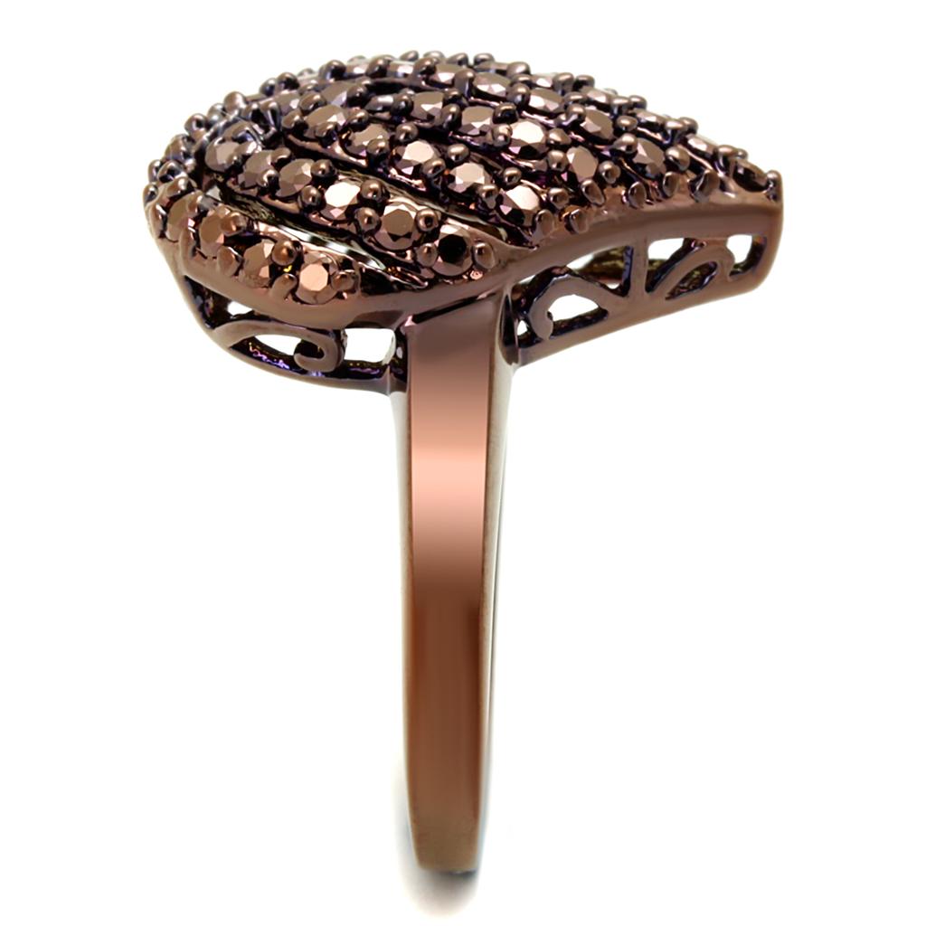 3W1149 - IP Coffee light Brass Ring with AAA Grade CZ in Light Coffee