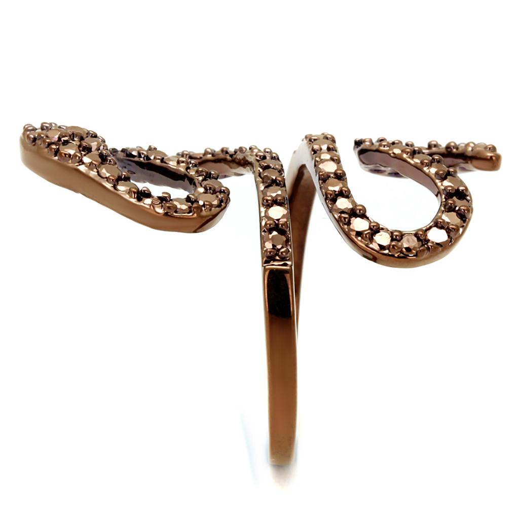 3W1150 - IP Coffee light Brass Ring with AAA Grade CZ in Light Coffee