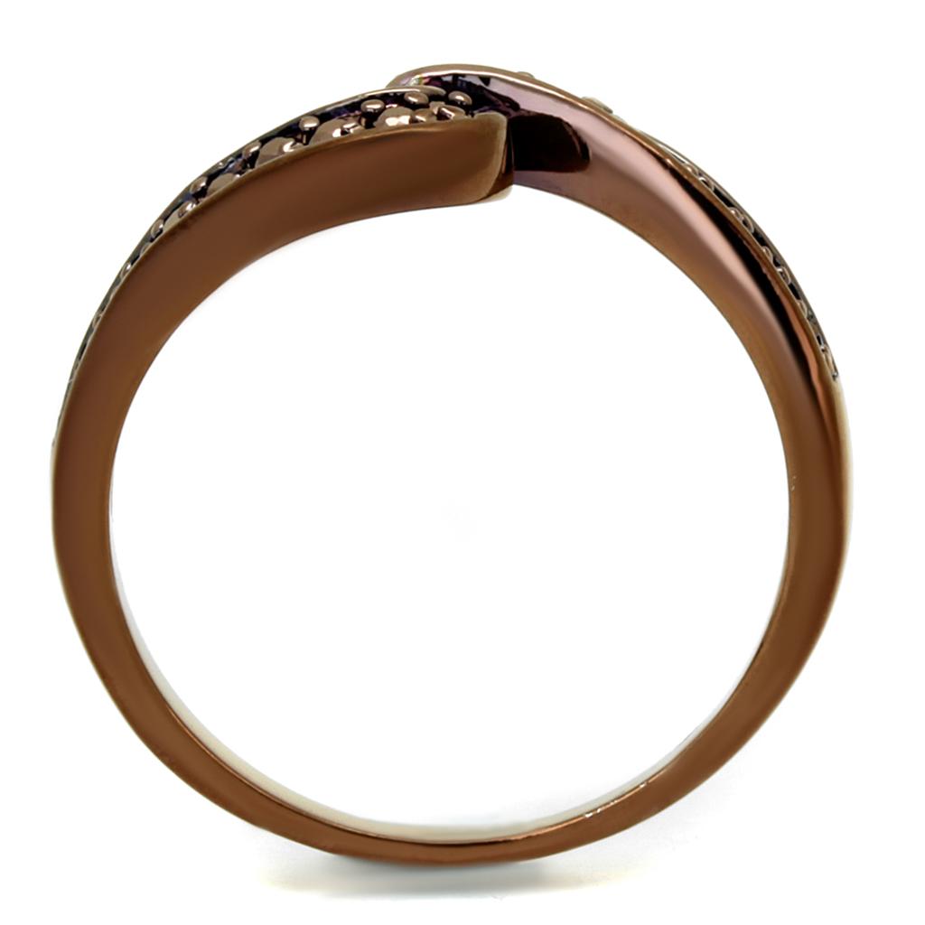 3W1151 - IP Coffee light Brass Ring with AAA Grade CZ in Light Coffee