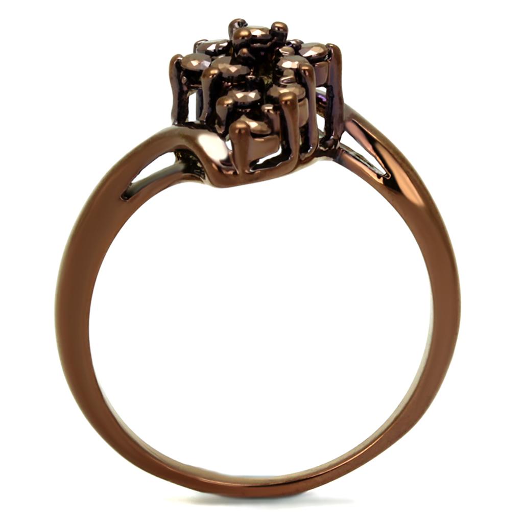 3W1154 - IP Coffee light Brass Ring with AAA Grade CZ in Light Coffee
