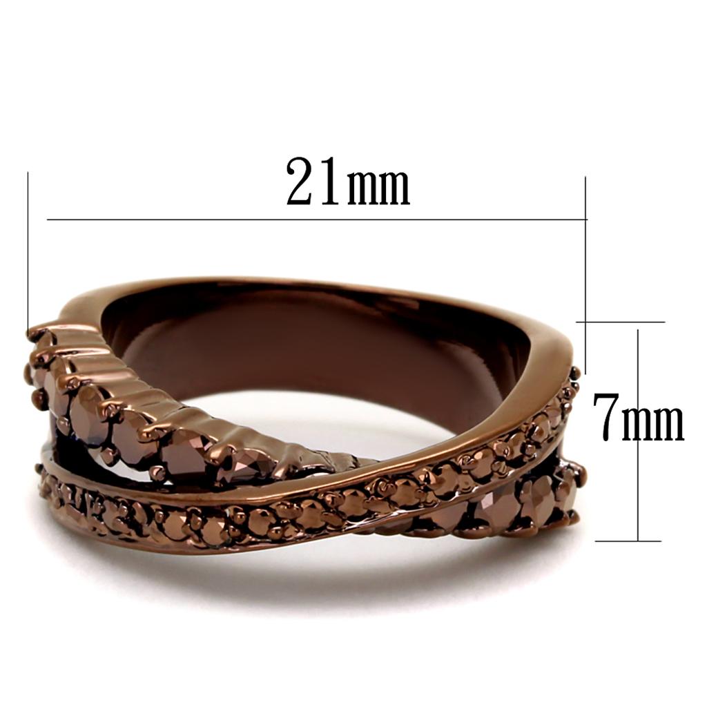 3W1155 - IP Coffee light Brass Ring with AAA Grade CZ in Light Coffee