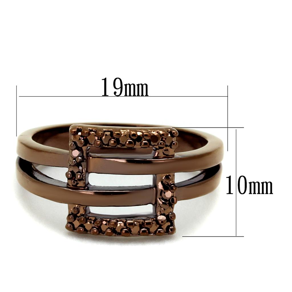 3W1156 - IP Coffee light Brass Ring with AAA Grade CZ in Light Coffee