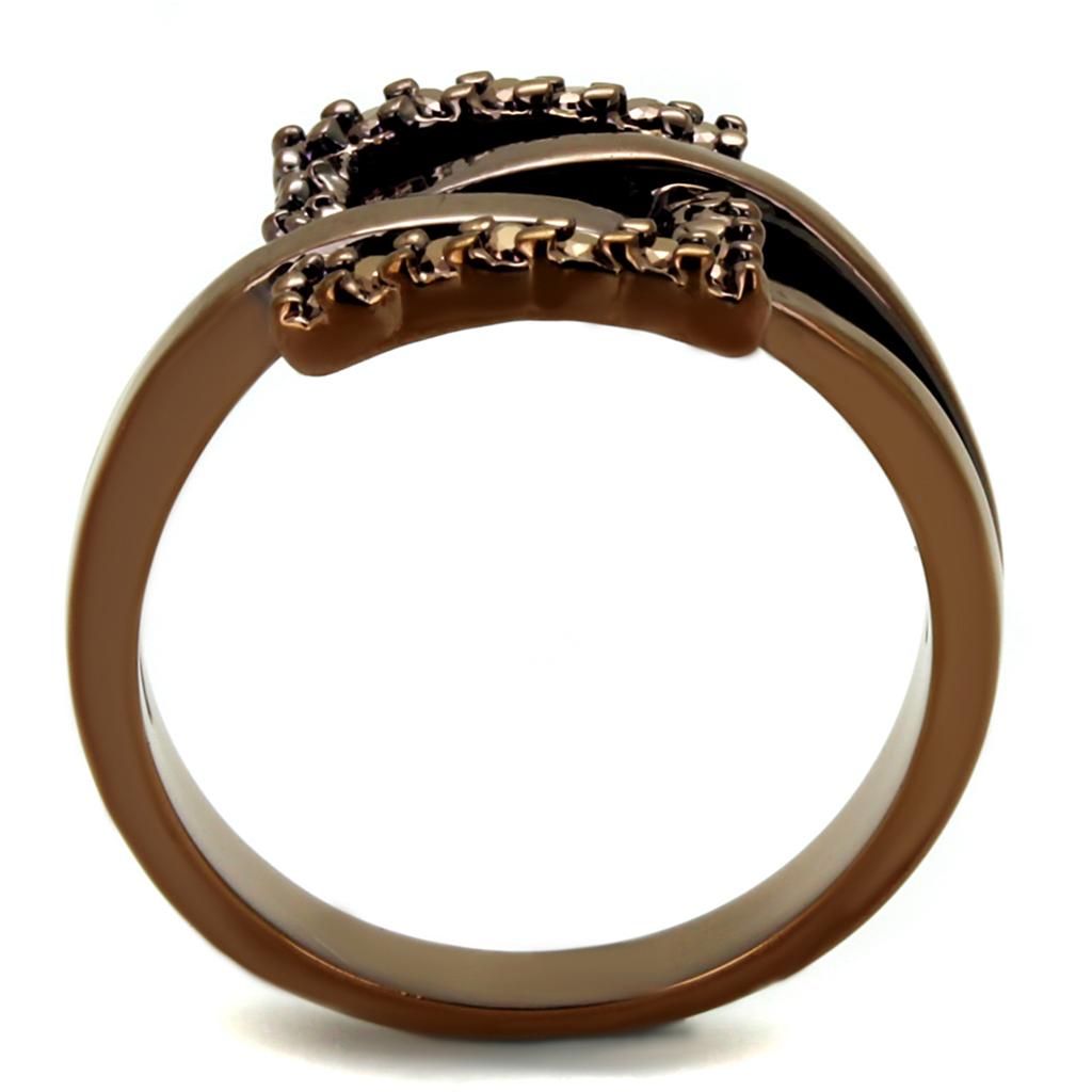 3W1156 - IP Coffee light Brass Ring with AAA Grade CZ in Light Coffee