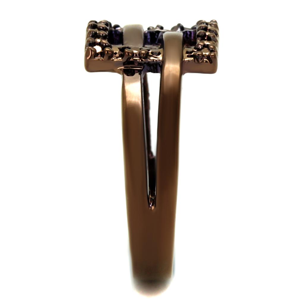 3W1156 - IP Coffee light Brass Ring with AAA Grade CZ in Light Coffee