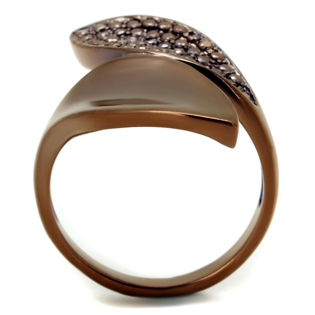 3W1157 - IP Coffee light Brass Ring with AAA Grade CZ in Light Coffee