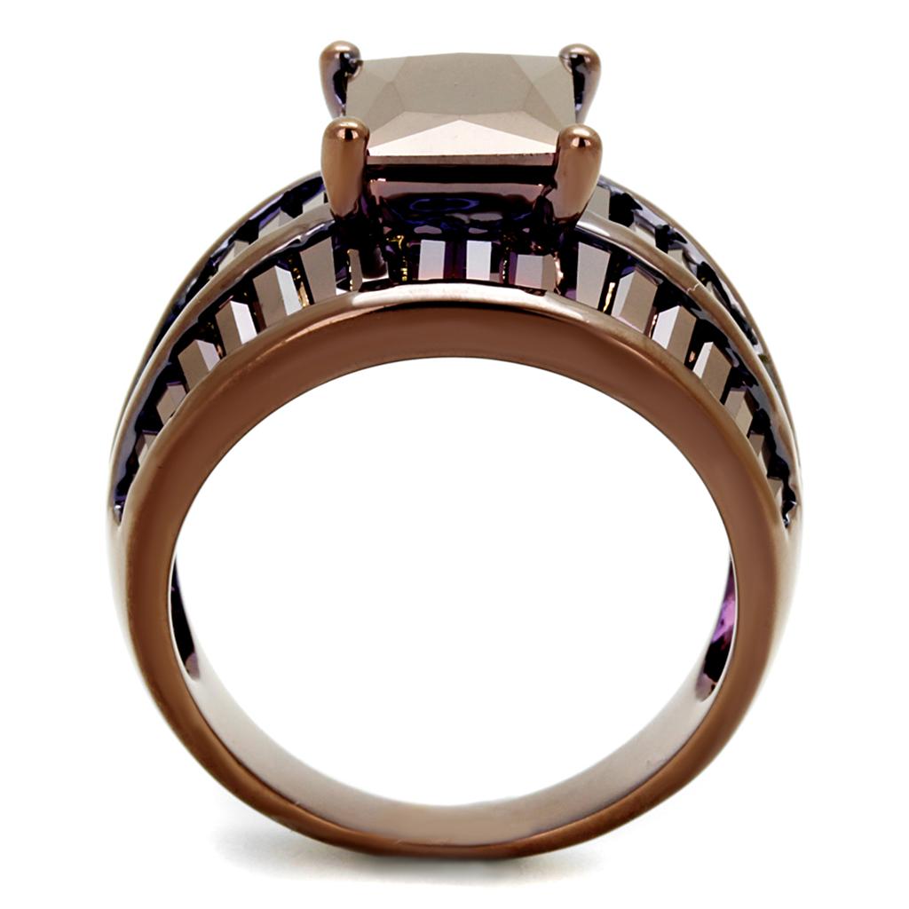 3W1159 - IP Coffee light Brass Ring with AAA Grade CZ in Light Coffee