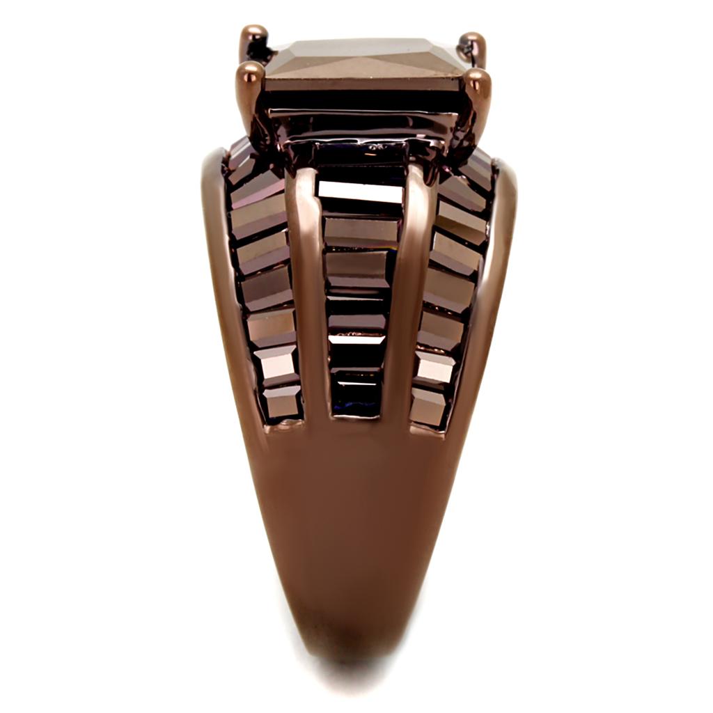 3W1159 - IP Coffee light Brass Ring with AAA Grade CZ in Light Coffee