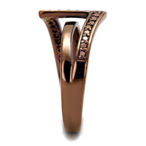 3W1162 - IP Coffee light Brass Ring with AAA Grade CZ in Light Coffee