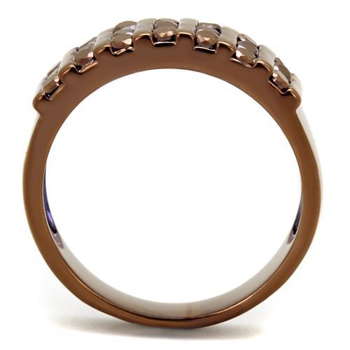 3W1164 - IP Coffee light Brass Ring with AAA Grade CZ in Light Coffee