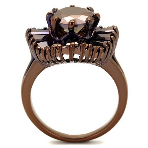 3W1167 - IP Coffee light Brass Ring with AAA Grade CZ in Light Coffee